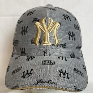 NY Yankees MLB Baseball Cap Hat OS Adjustable Embroidered Logo Gray Unisex